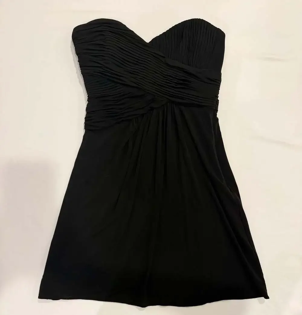BCBGMAXAZRIA Strapless Dress Size 2 Black Ruched Sweetheart